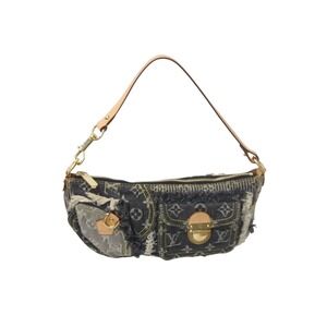 LOUIS VUITTON Monogram Denim Pouchy One Shoulder Hobo Bag Black